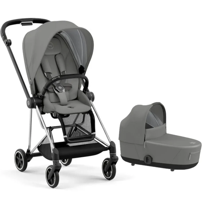 CYBEX Mios 3 Stroller + Carry Cot Bundle- Pearl Grey /Chrome
