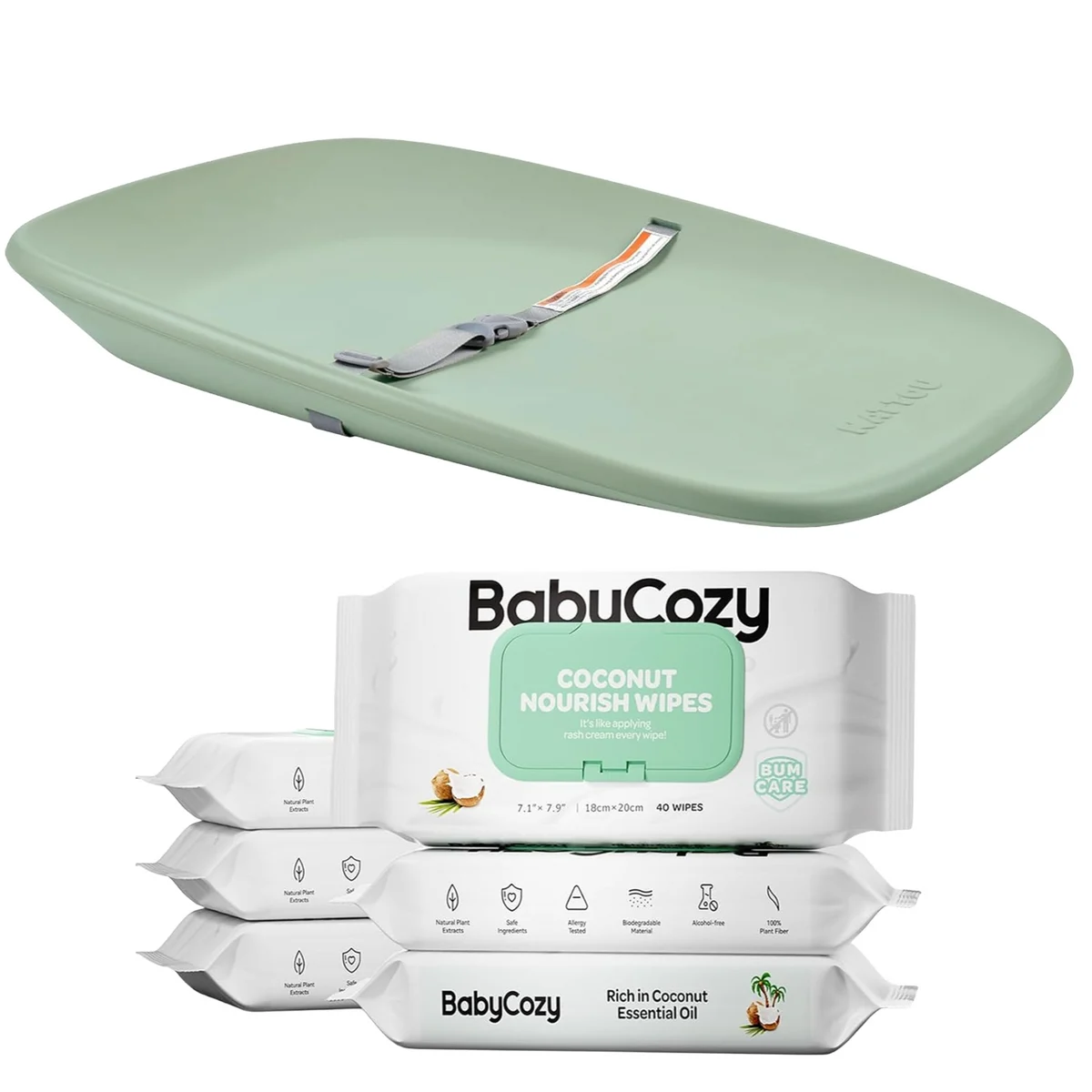 REBEL Sage Softy Changing Pad + 240ct Coconut Baby Wipes Bundle
