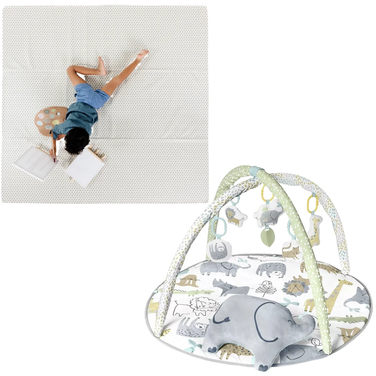 REBEL Safari Baby Activity Gym + Maxi Playmat Bundle