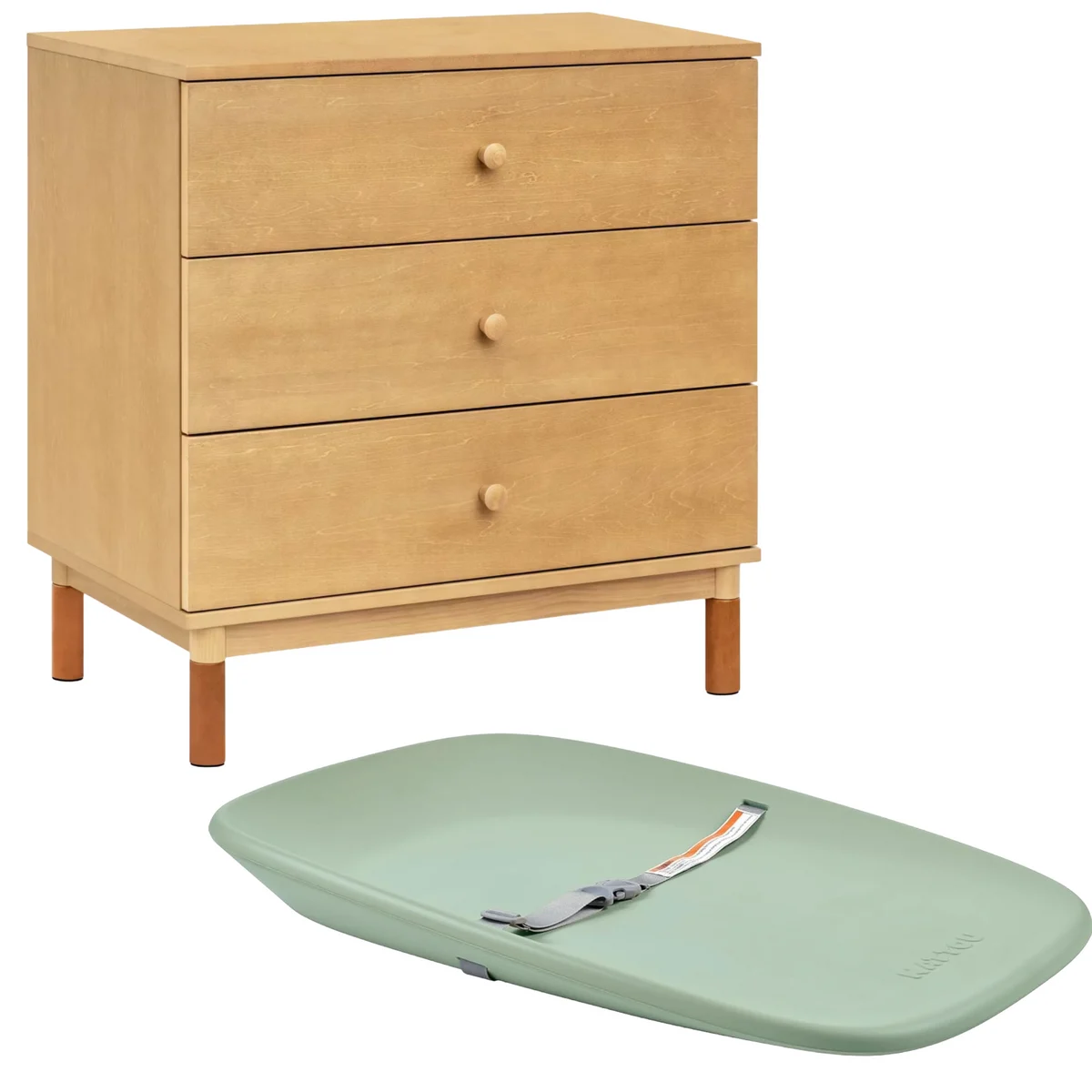 REBEL Gelato Honey 3-Drawer Dresser + Sage Softy Changing Pad Bundle