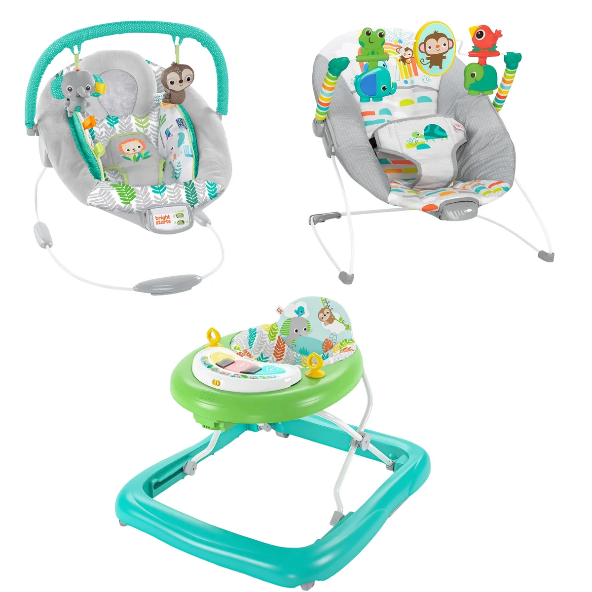 Bright Starts 3-Piece Baby Bouncer & Activity Walker Bundle
