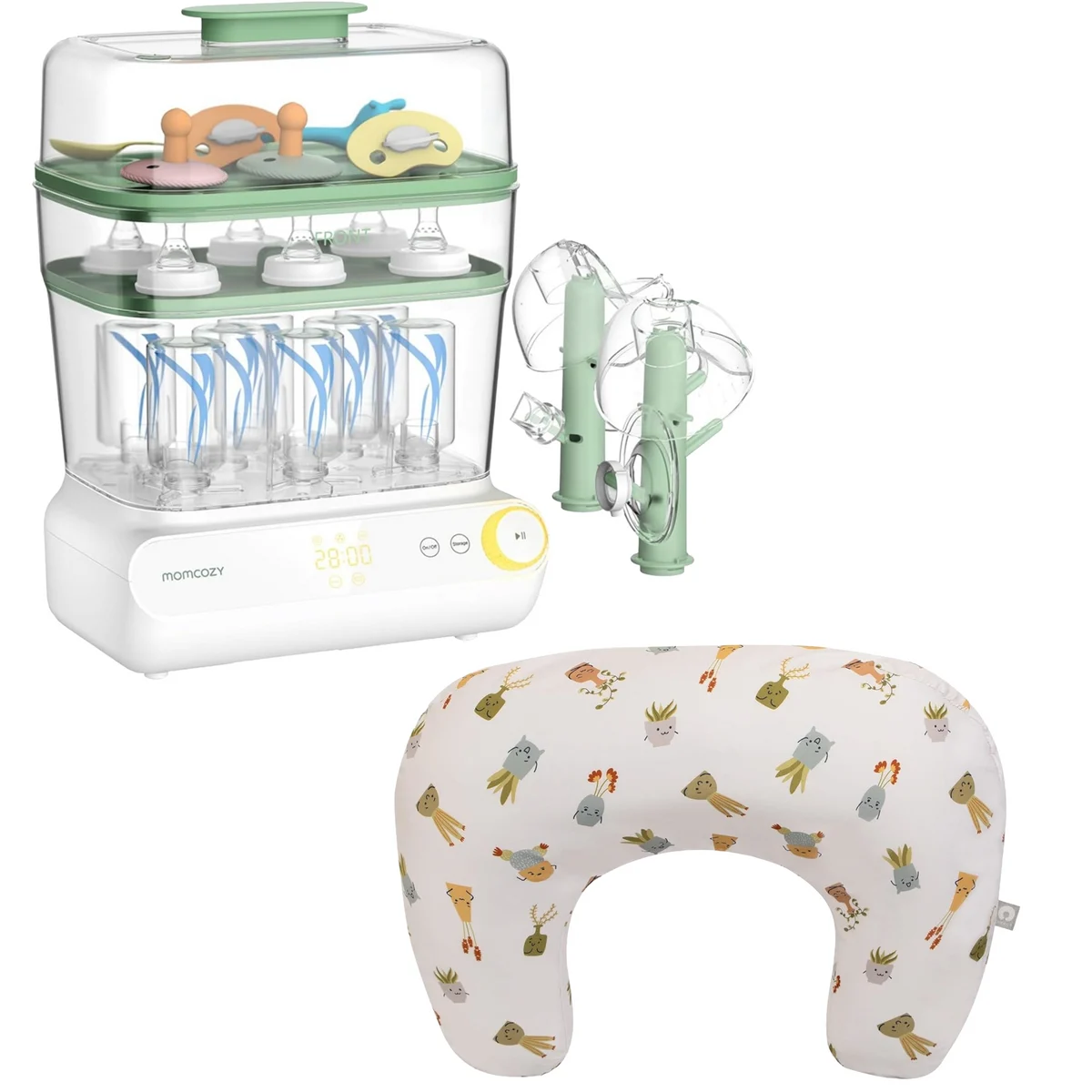 REBEL Fast Bottle Sterilizer + Ergonomic Nursing Pillow Bundle
