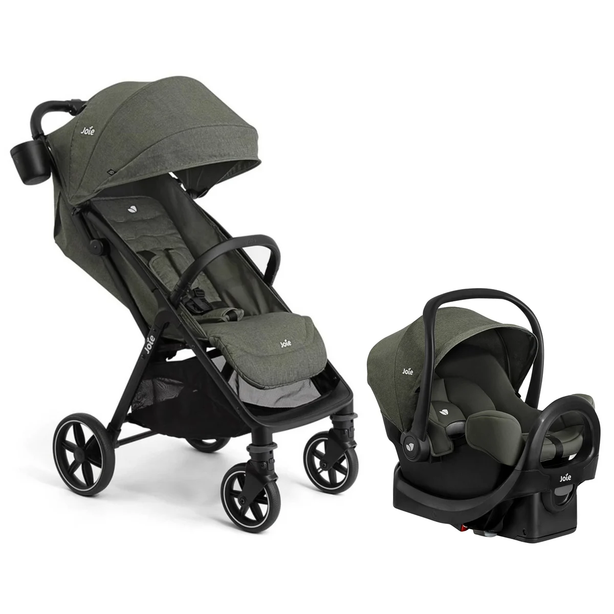 Joie Evergreen Stroller + Rue Infant Car Seat with Base - Evergreen