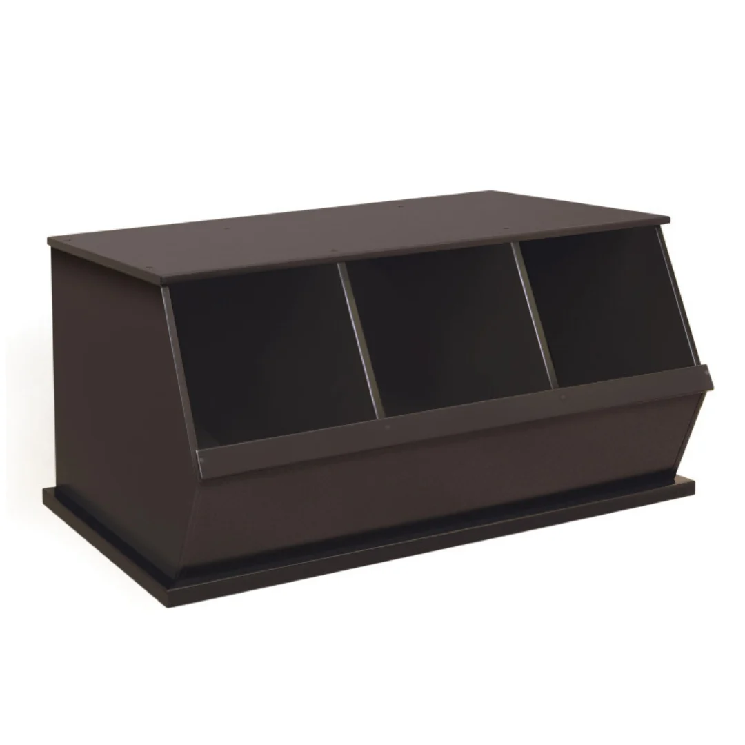 BADGER BASKET Three Bin Stackable Storage Cubby - Espresso