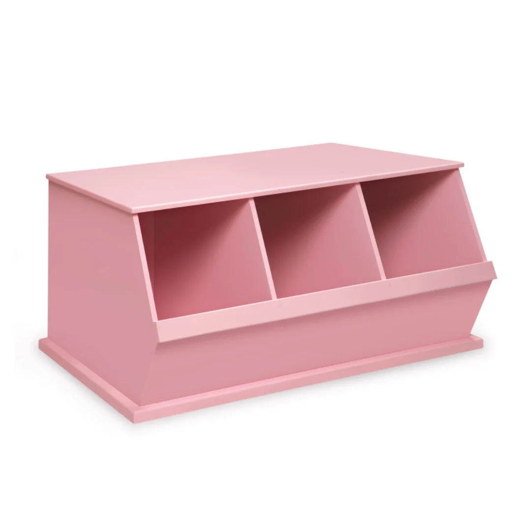 BADGER BASKET Three Bin Stackable Storage Cubby - Pink
