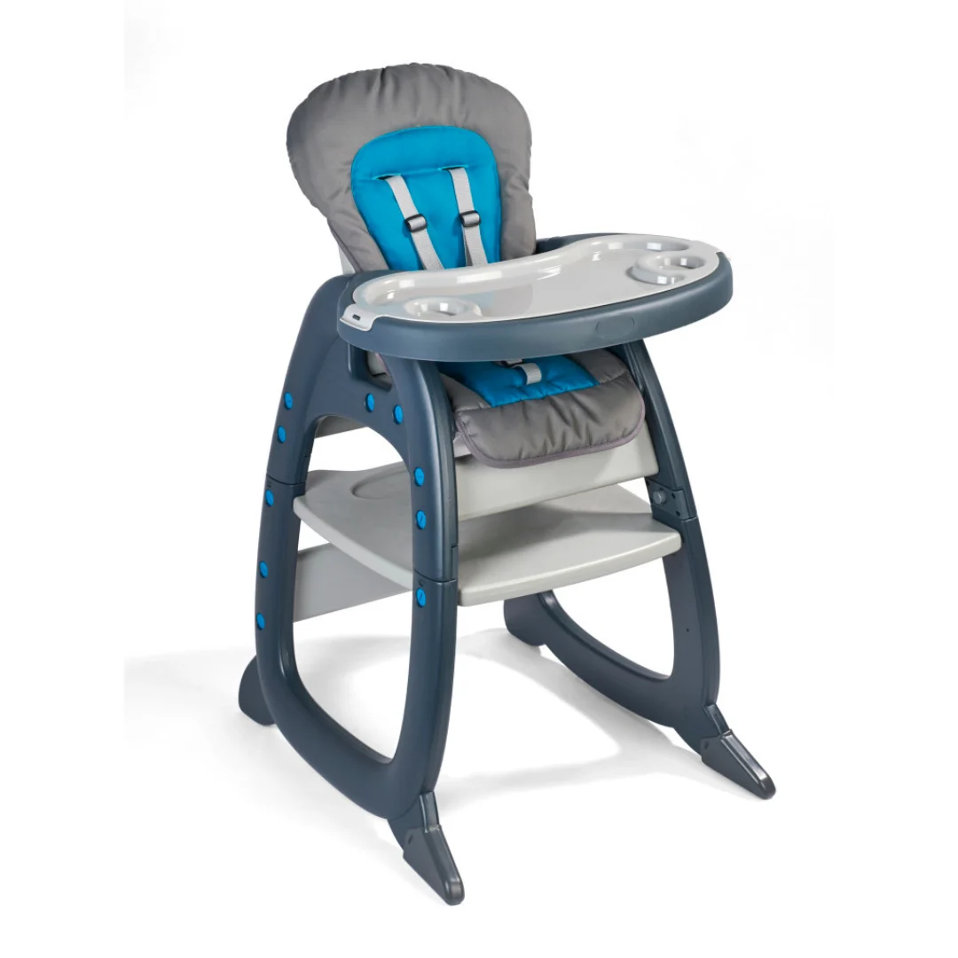 BADGER BASKET Envee II Baby High Chair with Playtable Conversion - Charcoal/Teal