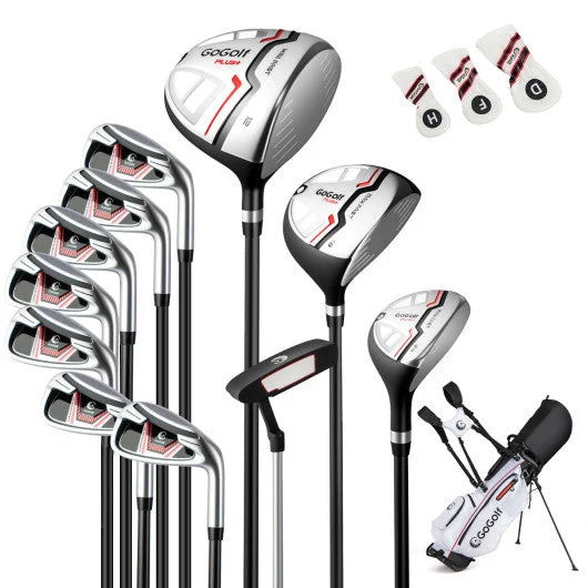 COSTWAY Women's Complete Golf Clubs and Bag Set With Headcovers and Putter-Red