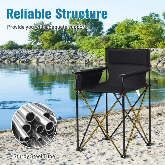 COSTWAY Portable 38 Inch Oversized High Camping Fishing Folding Chair