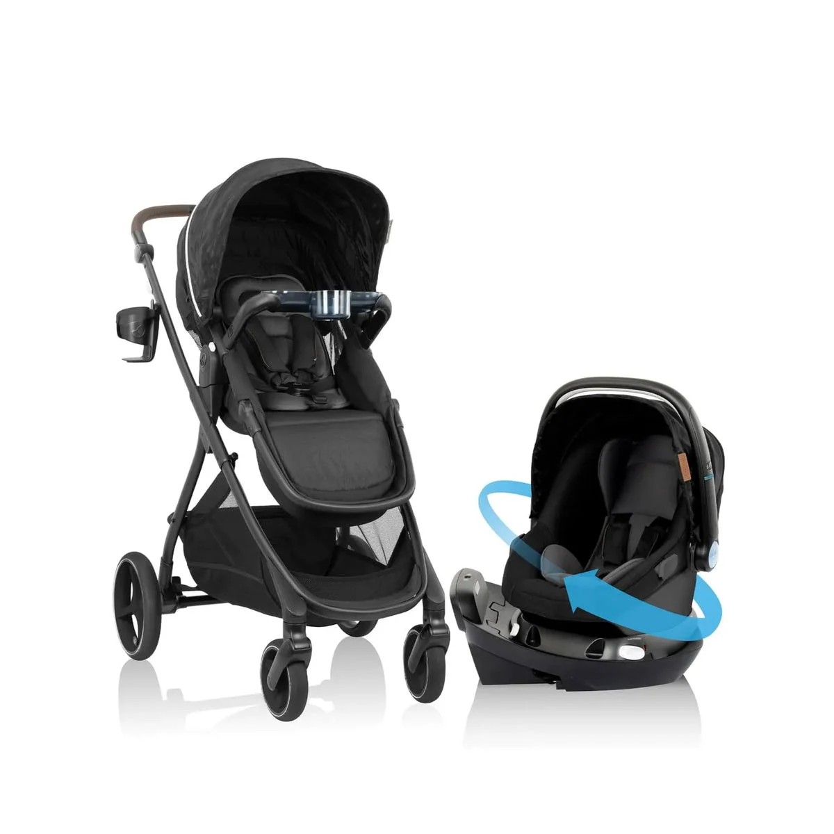Evenflo Shyft Intuiti+ Travel System Featuring Revolve180 LiteMax NXT with Sensory Soothe - Dubhan Black