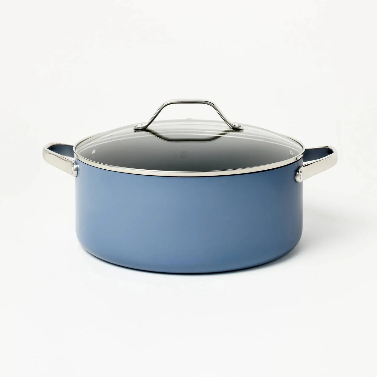 Figmint 8qt Nonstick Ceramic Coated Aluminum Wide Stock Pot - Blue