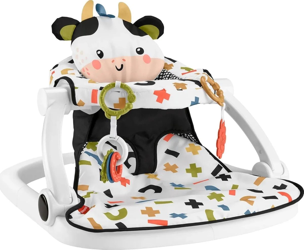 Fisher-Price Portable Baby Chair - Cute Cow Sit-Me-Up Floor Seat with BPA-Free Teether