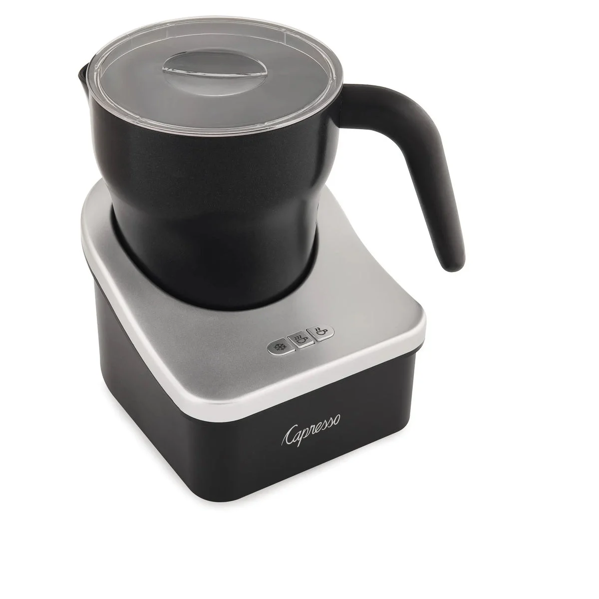 Capresso Milk Frother Froth PRO - Black/Silver 202.04: Electric Milk Steamer & Foamer, 600W, 1 Cup Capacity