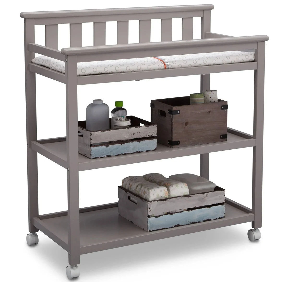 Delta Children Adley Changing Table with Casters - Gray