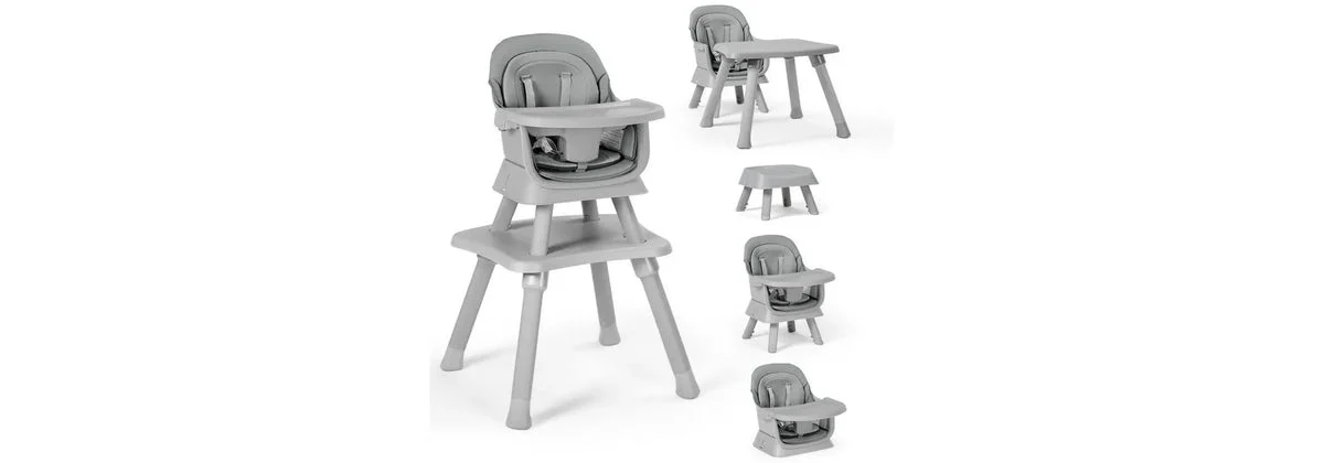 Kinder King 8 in 1 Baby High Chair - Gray
