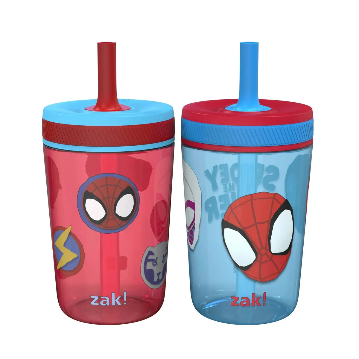 Zak Designs 2pk 15 fl oz Plastic Kelso Spidey and his Amazing Friends Straw Tumbler Set