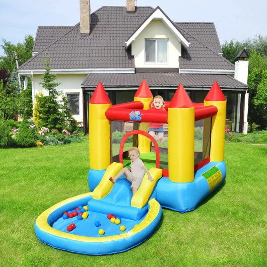 COSTWAY Inflatable Kids Slide Bounce House With 580w Blower