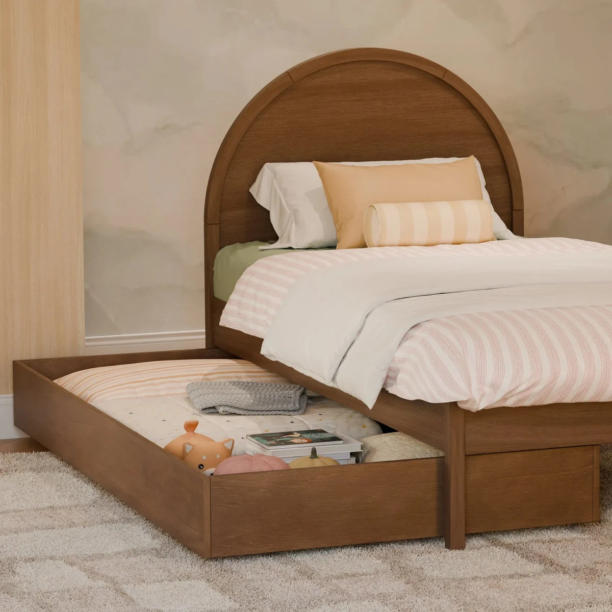 Babyletto Twin Storage Trundle Bed - Natural Walnut