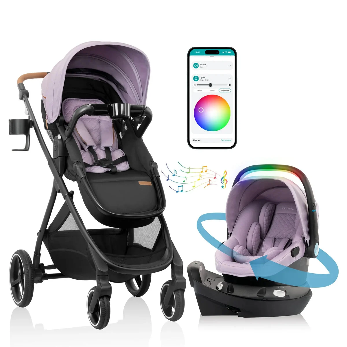 Evenflo Shyft Intuiti+ Travel System - Agate Purple