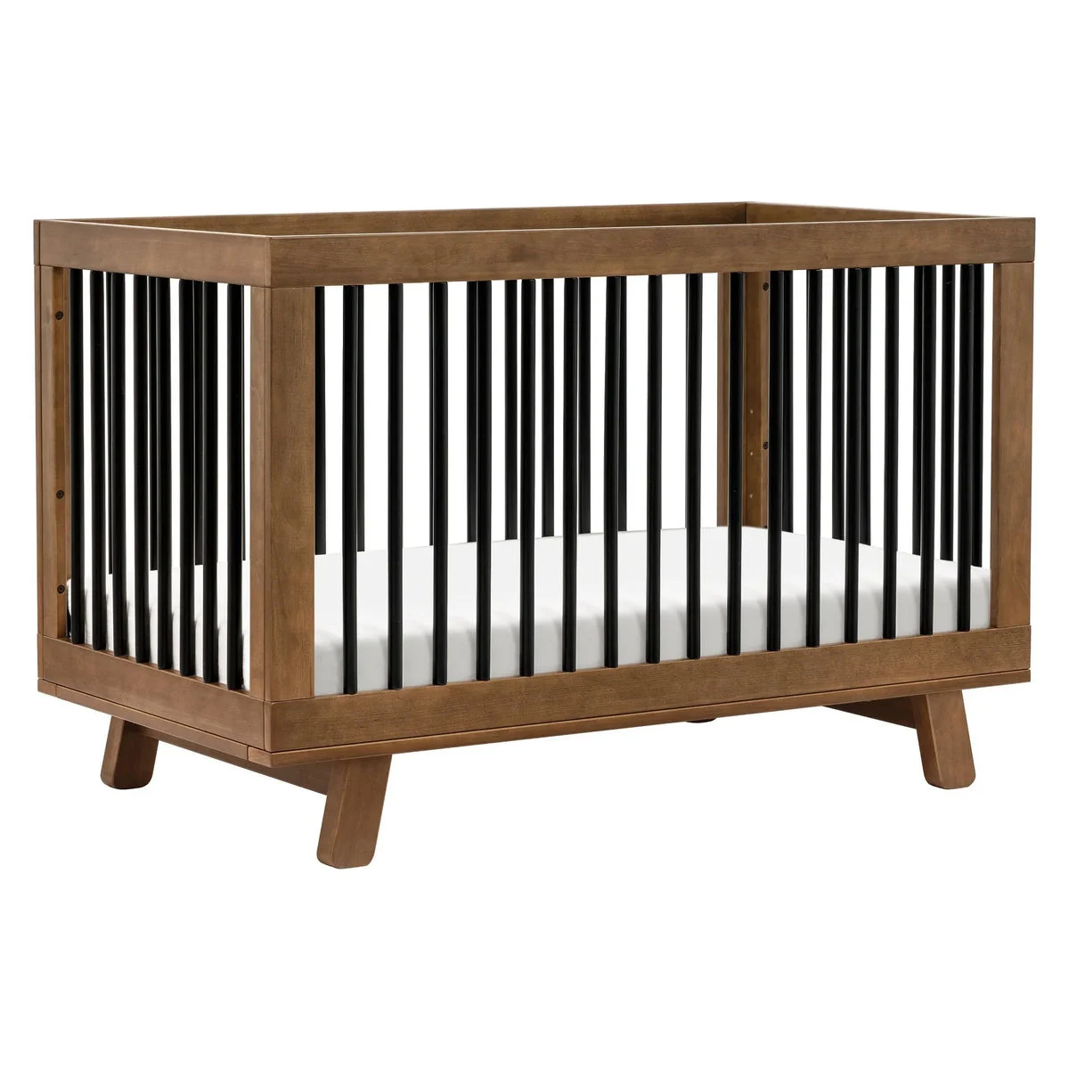Babyletto Hudson 3-in-1 Convertible Crib with Toddler Rail - Natural Walnut/Black