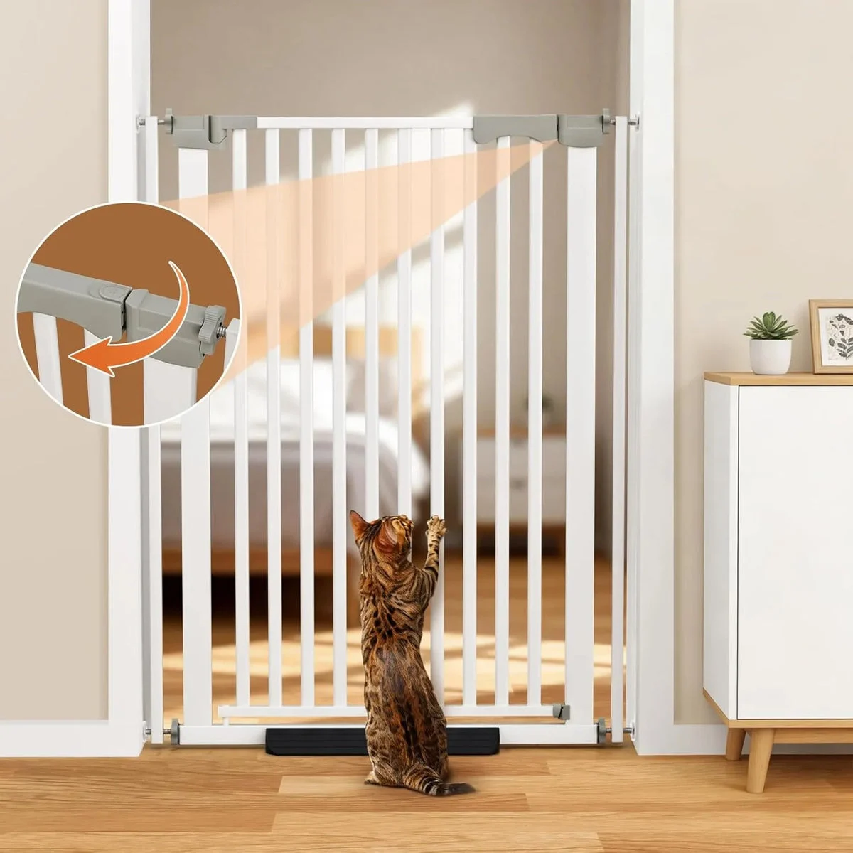 Bavnnro Extra Tall Cat Gate for Doorway - White