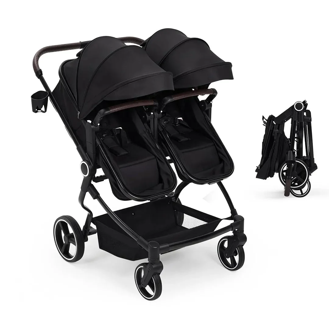 Garvee Side by Side Double Stroller for Twins - Black