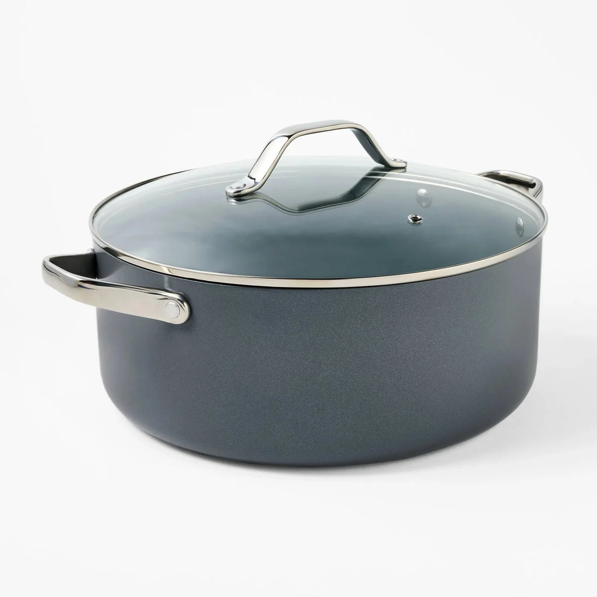 Figmint 8qt Nonstick Ceramic Coated Aluminum Wide Stock Pot Dark Gray - ™