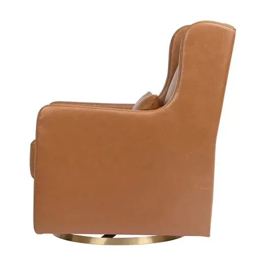Babyletto Wally Swivel Glider - Tan Vegan Leather With Gold Base