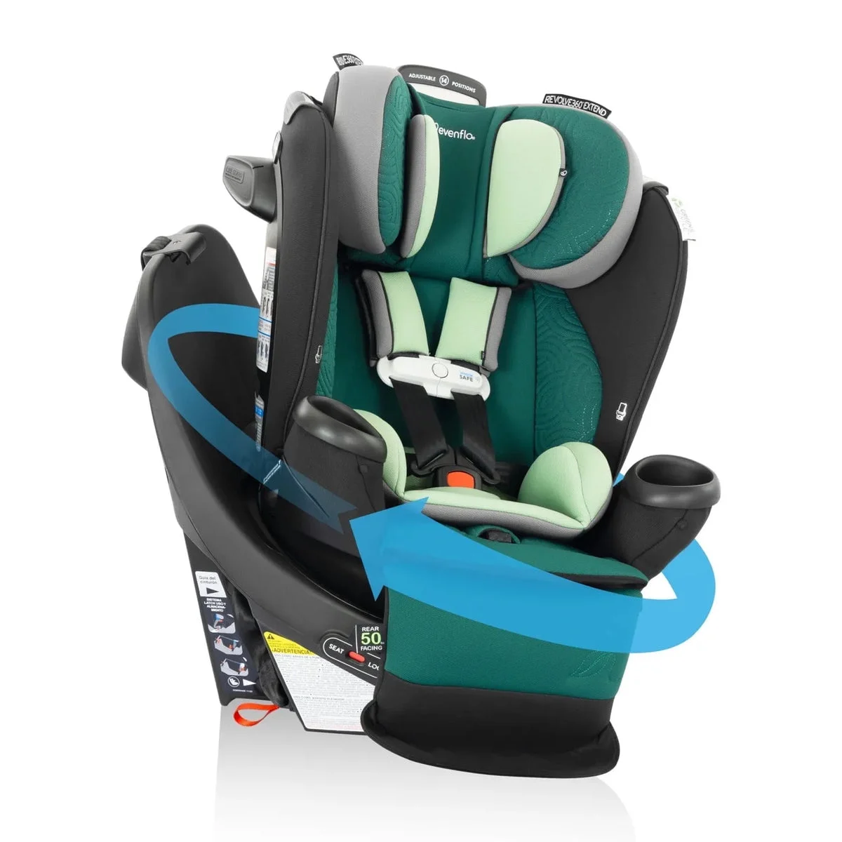 Evenflo Gold Revolve360 Extend All-in-One Rotational Car Seat - Emerald Green