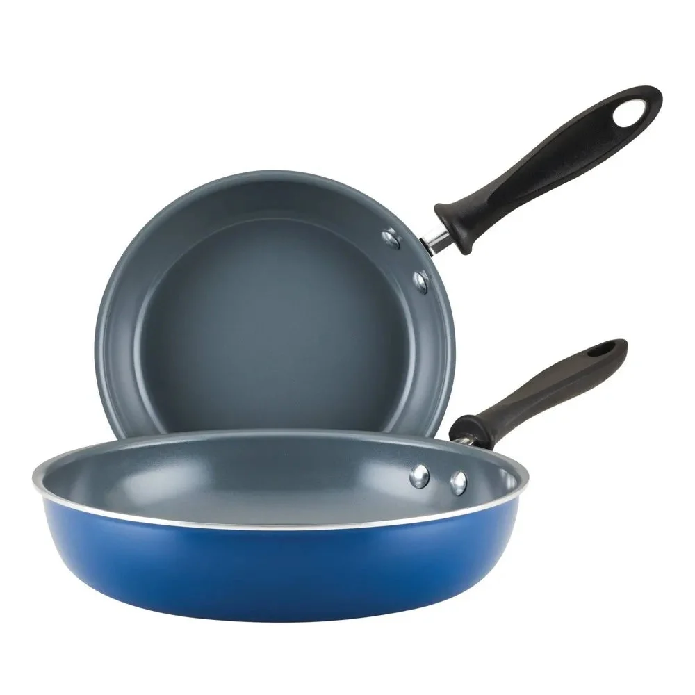 Farberware Nonstick Ceramic Twin Pack Skillets - Teal/Gray