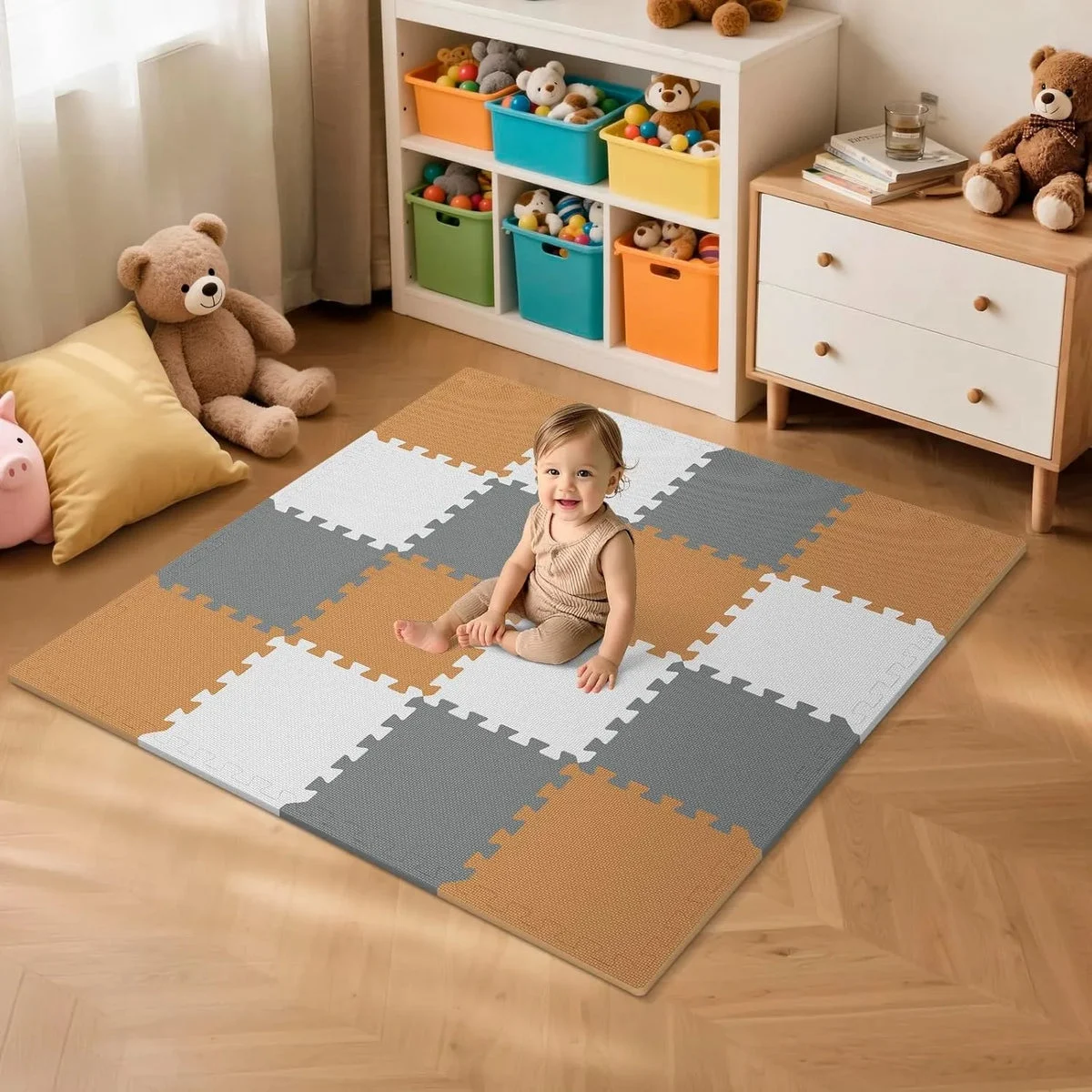 PIGLOG EVA Foam Baby Play Mat - 16 Tiles