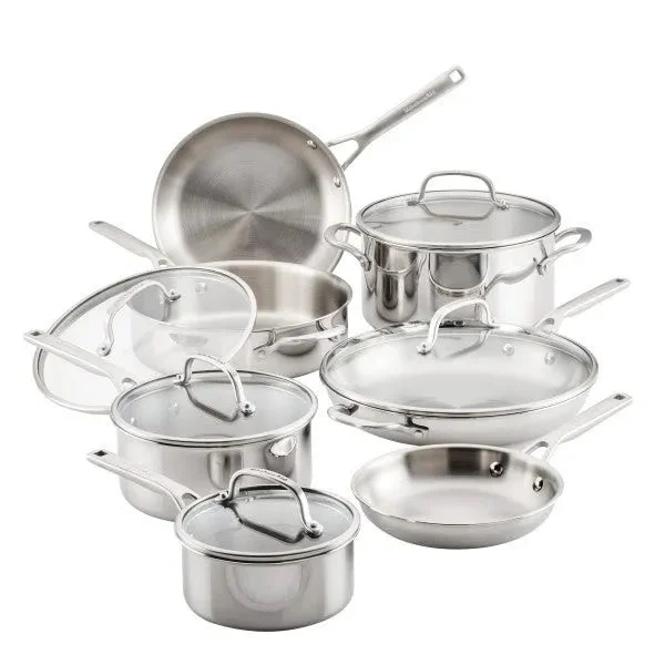 KitchenAid 12-Piece 3-Ply Clad Stainless Steel Cookware Set