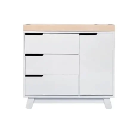 Babyletto Hudson 3-Drawer Changer Dresser with Removable Changing Tray - Washed Natural/White