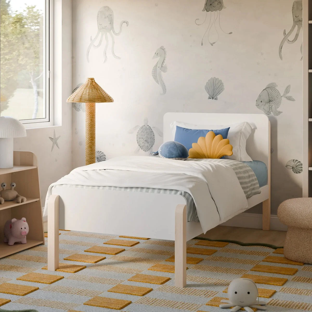 Babyletto TipToe Twin Bed - White and Washed Natural