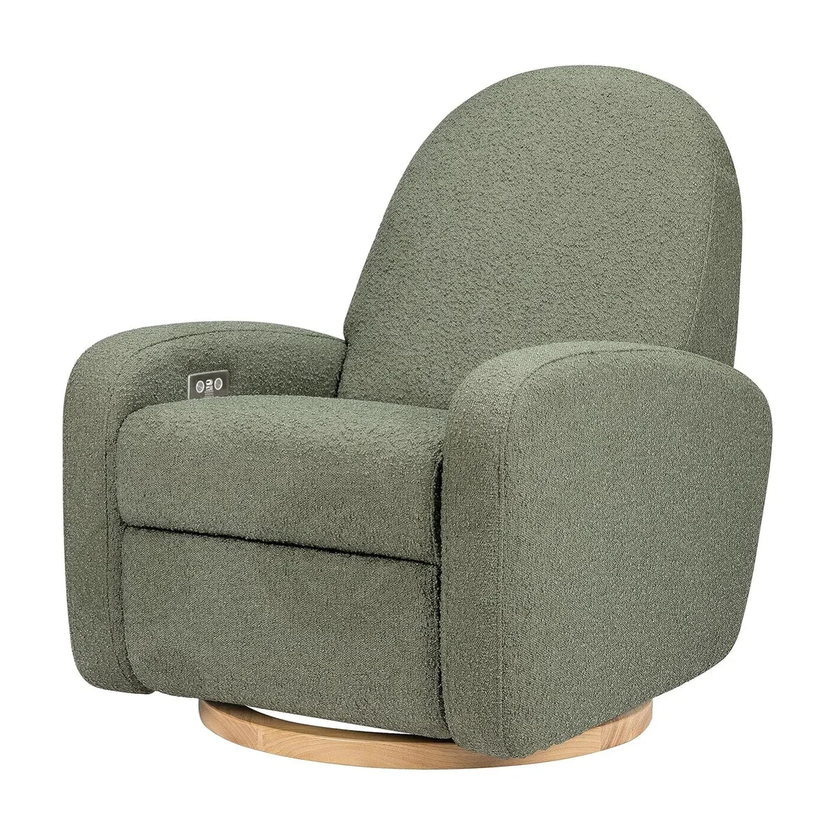 Babyletto Nami Glider Recliner w/ Electronic Control and USB - Olive Boucle w/Light Wood Base