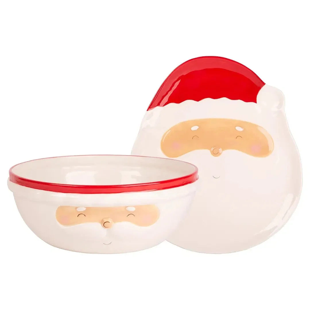 Home Essentials Set Of 2 Santa Face Serving Set