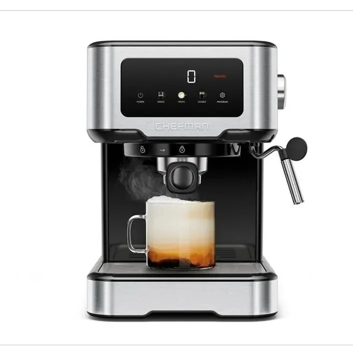 Chefman Craft Espresso Machine With Steam Wand and Touch Controls