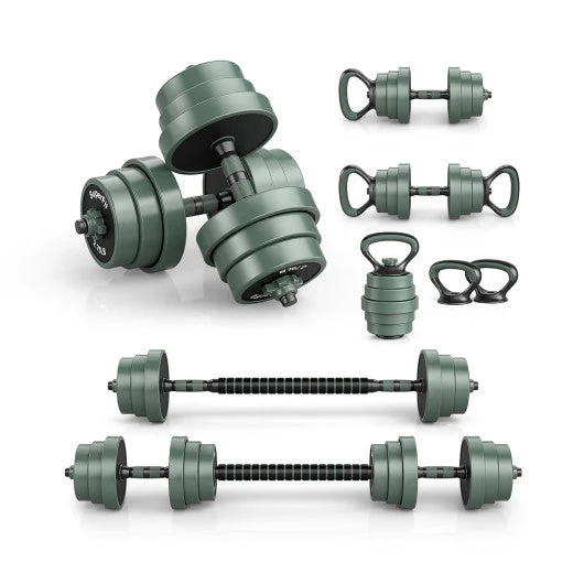 COSTWAY Adjustable Weight Dumbbell Set With Connector-Black & Gray