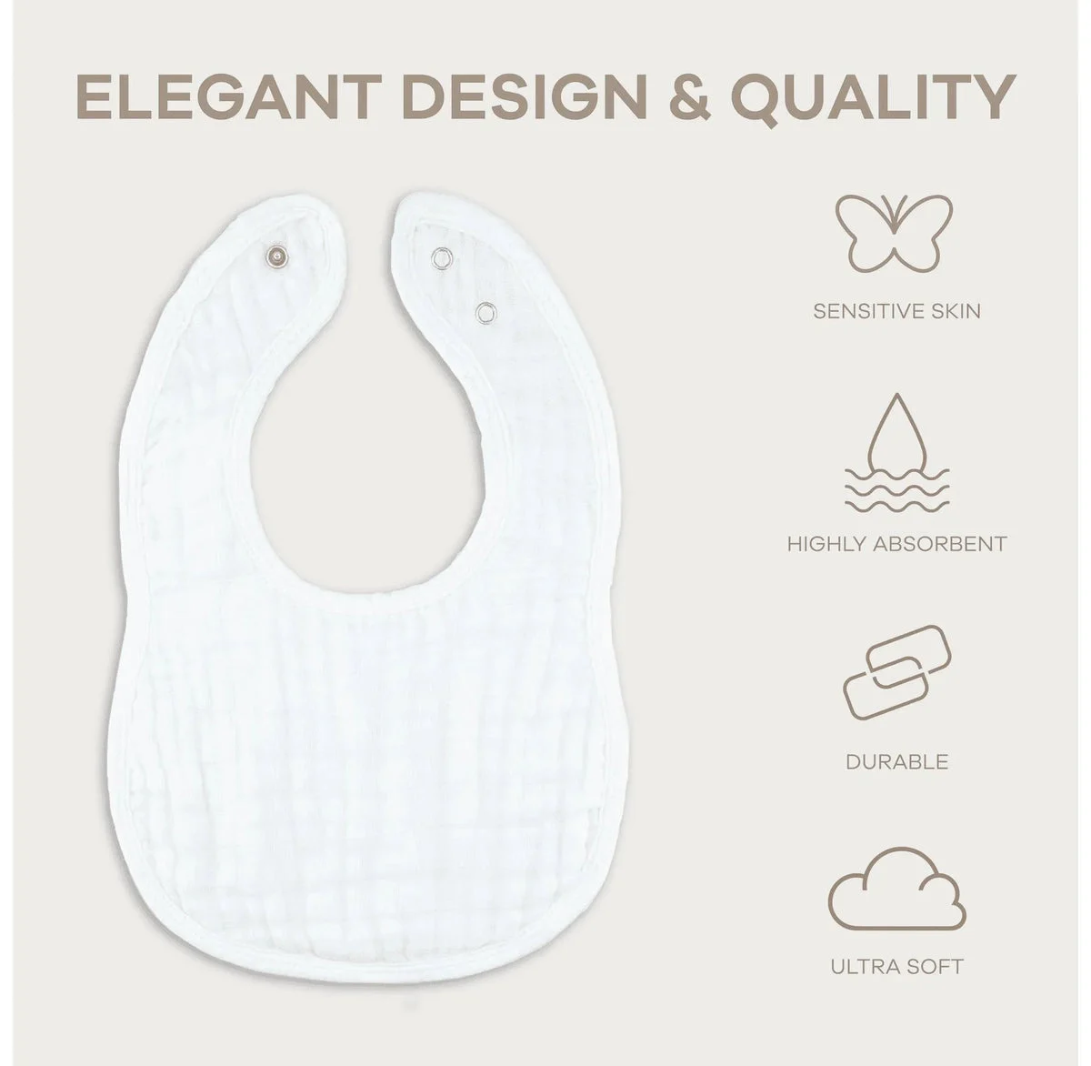 Comfy Cubs Muslin Cotton Baby Bibs - White