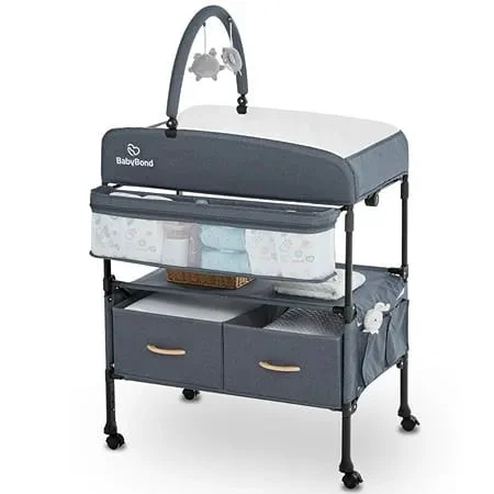 YUNWEN Portable Baby Changing Table with 2 Storage Baskets