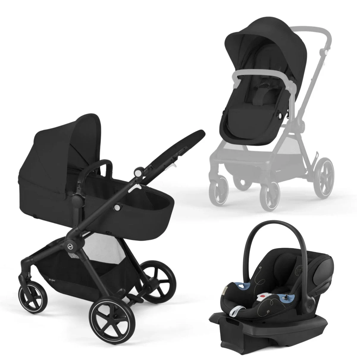 Cybex EOS Travel System - Moon Black (Black Frame)