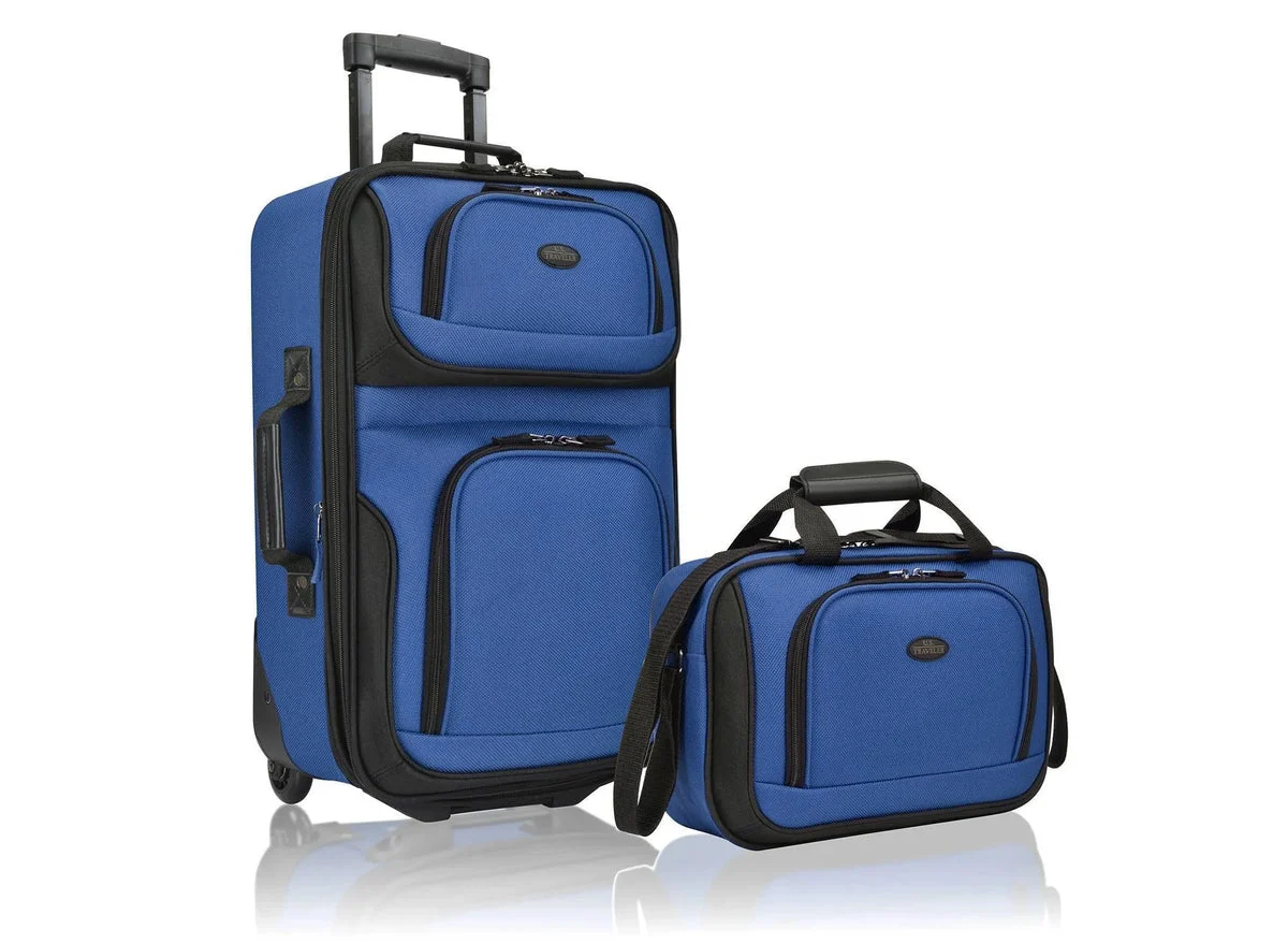 U.S. Traveler Expandable Softside Carry On Luggage Set - Royal Blue