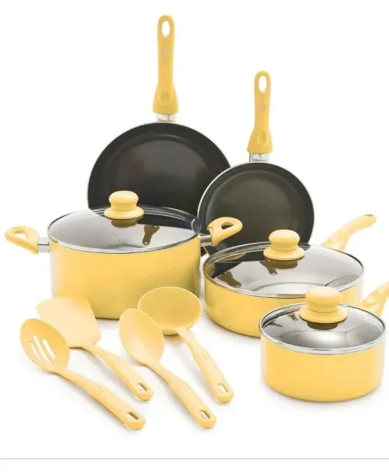 Greenlife 12pc Ceramic Nonstick Aluminum Cookware Set - Yellow