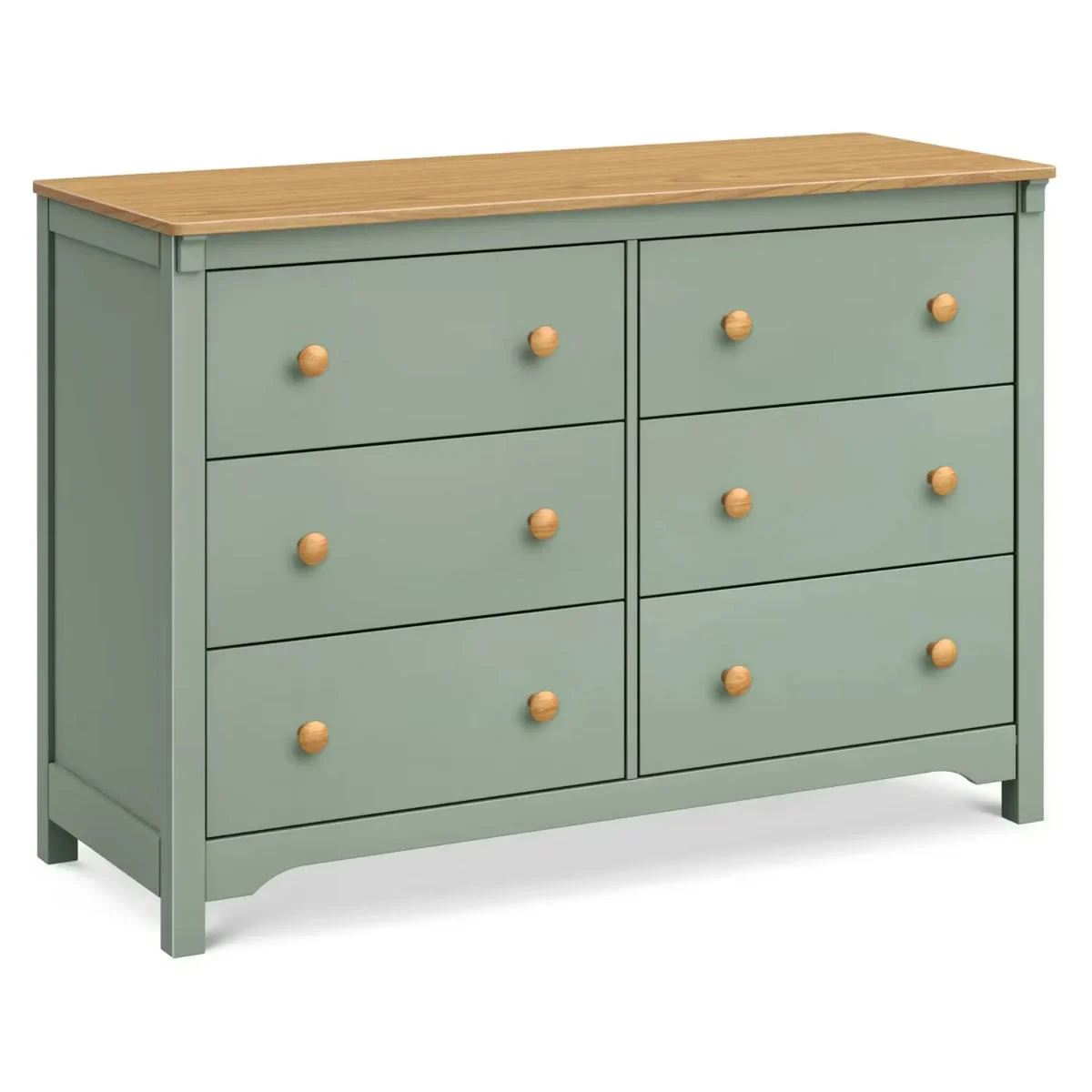 Davinci Shea 6-Drawer Dresser - Light Sage and Honey