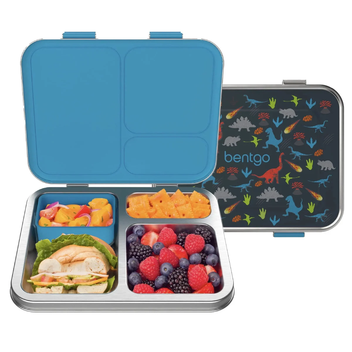 Bentgo Glass Leak-Resistant Stainless Steel Kids Lunch Box - Dinosaur