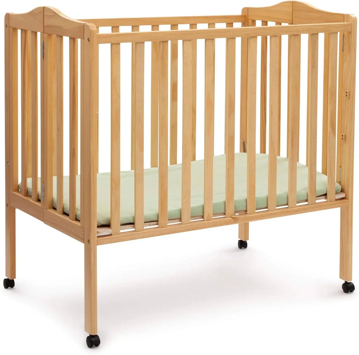 Delta Children Folding Portable Mini Baby Crib - Natural Wood