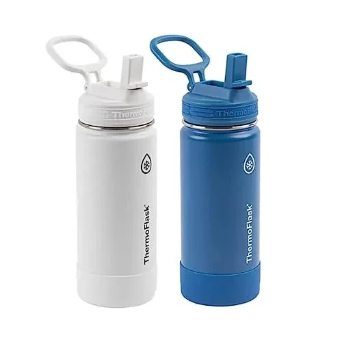 CODE 7 - TERMO RECORDS - Plastic Head UK Thermoflask Set of 2 16 Oz Stainless Steel Bottles - White/Blue