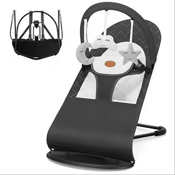 Baby Joy kmaier Baby Swing for Infants, Baby Delight Bouncer Seat Fixed with Swing Toys - Dark Gray