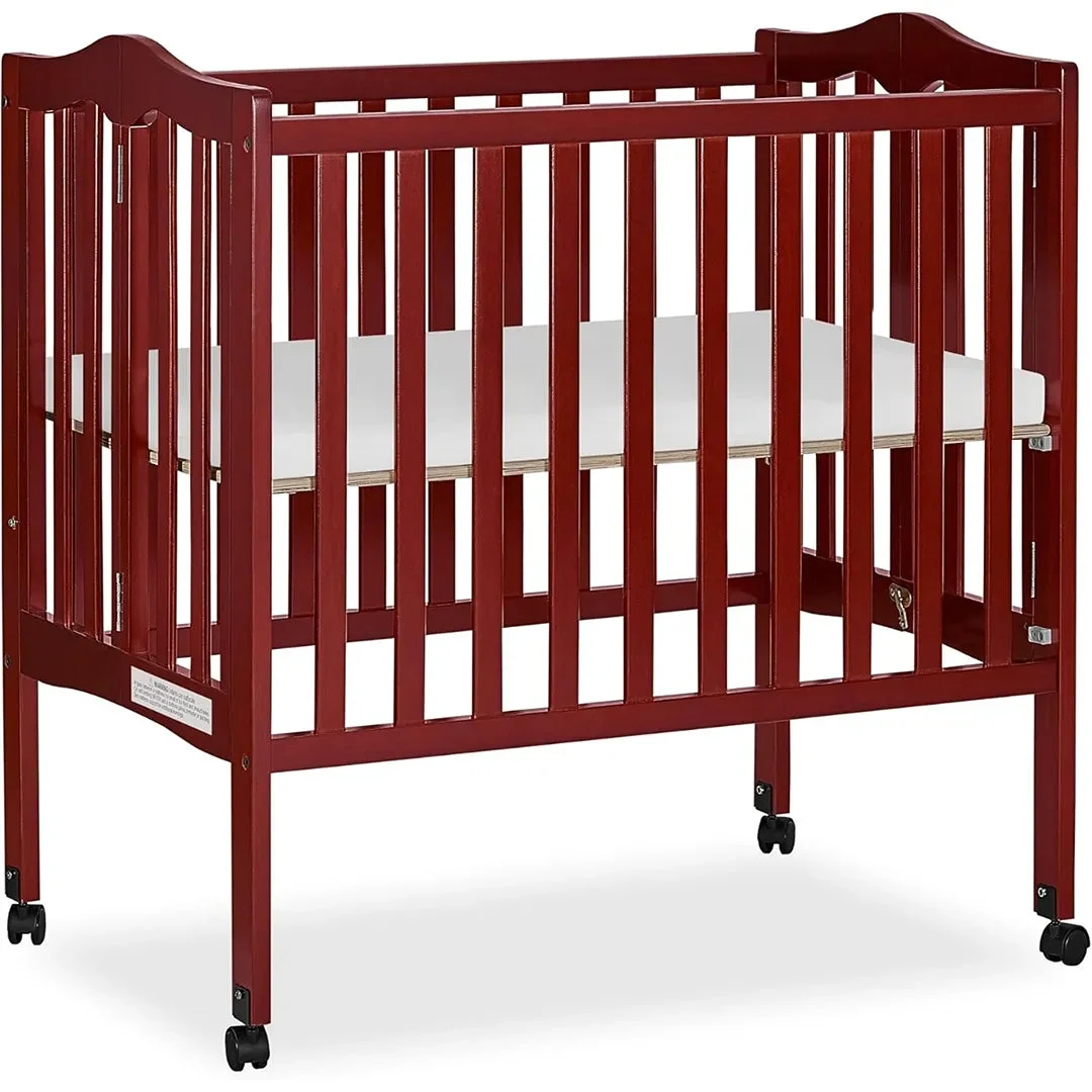 Dream On Me 2 in 1 Lightweight Folding Portable Stationary Side Crib - Cherry
