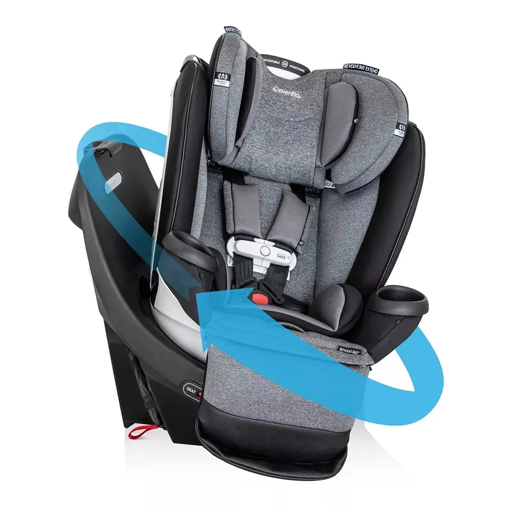 Evenflo Gold Revolve 360 Extend All-in-One Rotating Convertible Car Seat with SensorSafe - Moonstone Gray