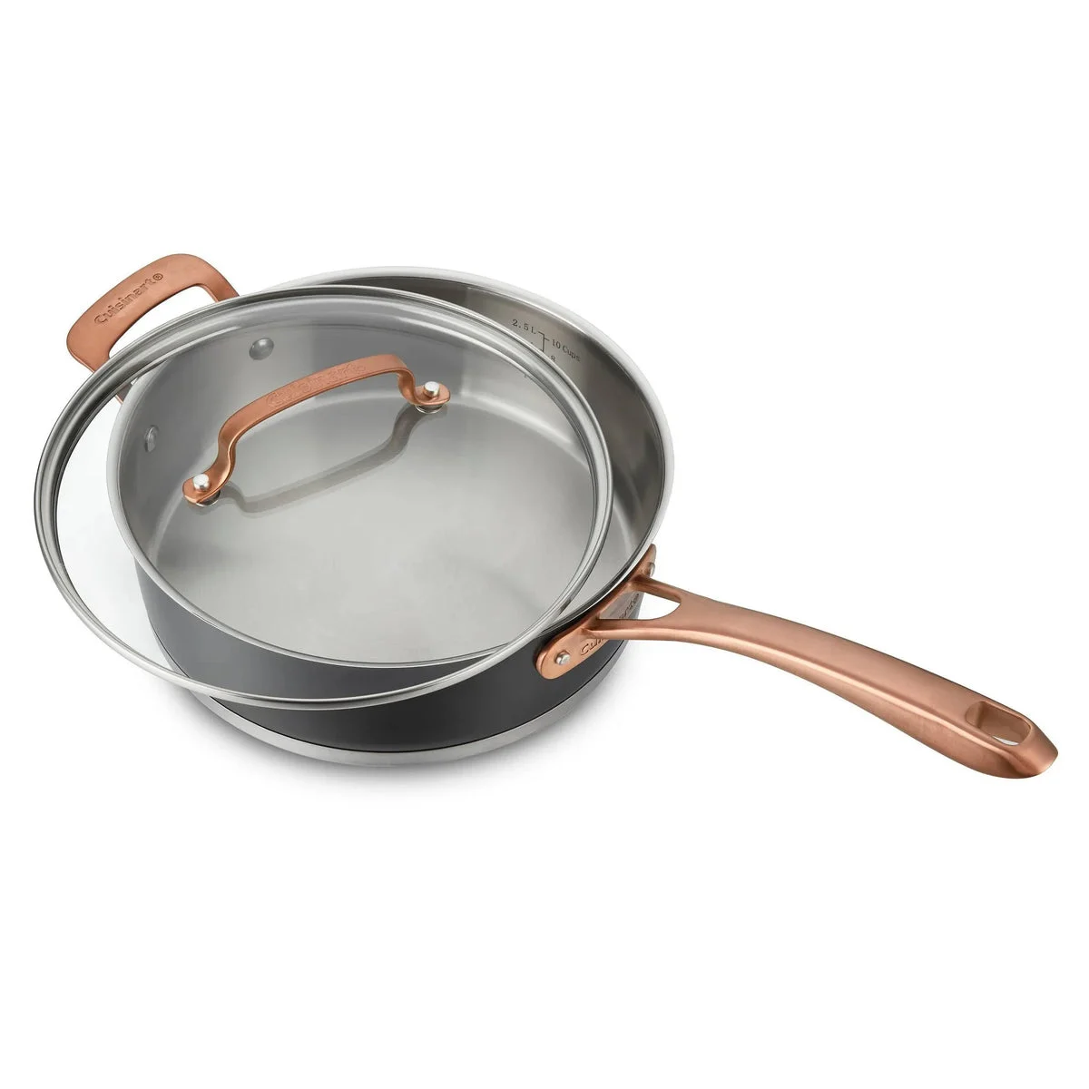 Cuisinart 3.5qt Matte Black Stainless Saute Pan with Cover Blush Bronze and Helper Handle